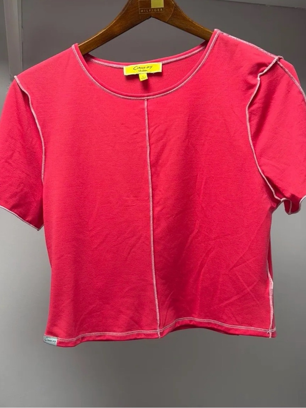 Circus Pink Crewneck Short Sleeve Crop Top
